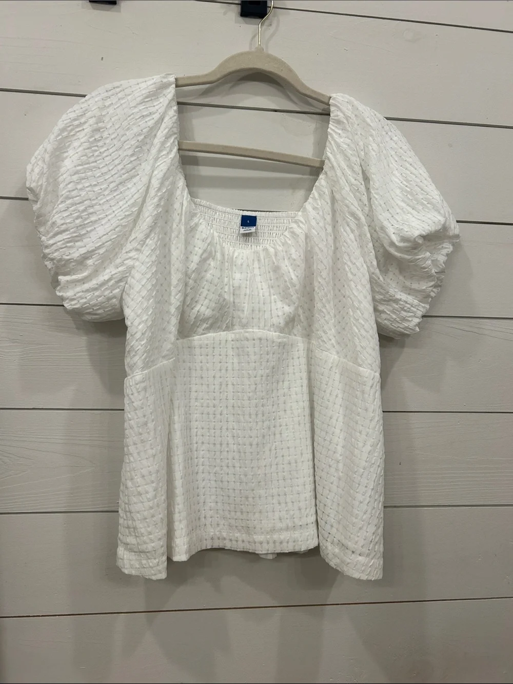 Old Navy White Puff-Sleeve Peasant Blouse